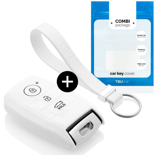 Car key cover compatible with Hyundai - Silicone Protective Remote Key Shell - FOB Case Cover - White