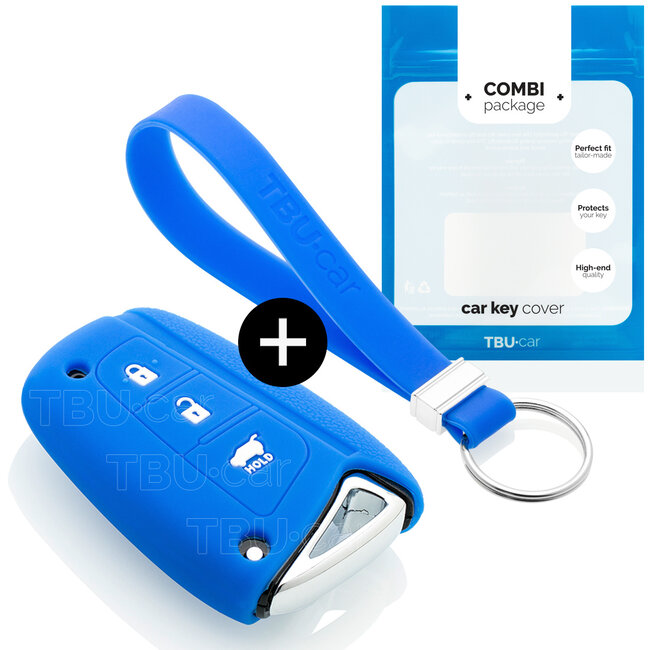 Autoschlüssel Hülle kompatibel mit Hyundai 3 Tasten (Keyless Entry) - Schutzhülle aus Silikon - Auto Schlüsselhülle Cover in Blau