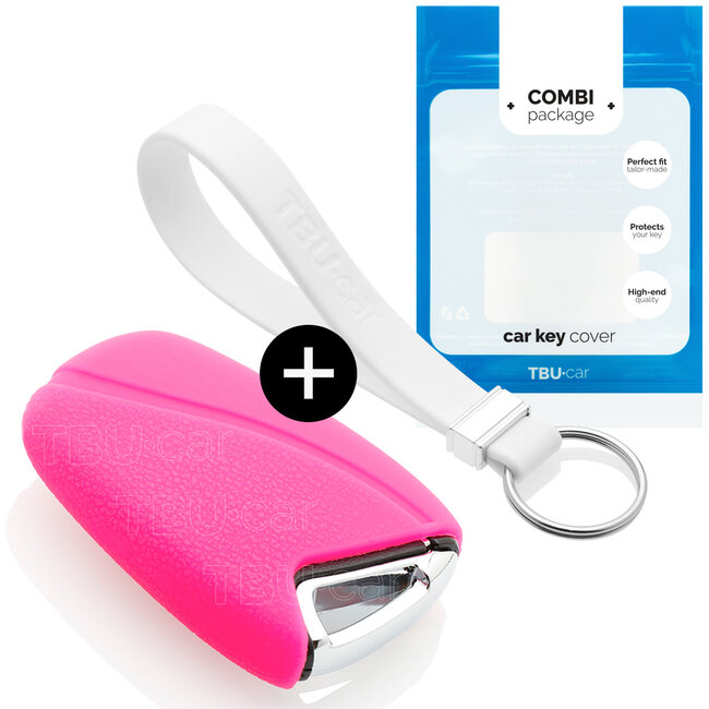 Funda Carcasa llave compatible con Hyundai - Funda de Silicona - Cover de Llave Coche - Fluor Rosa