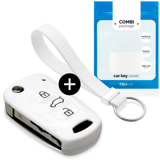 Funda Carcasa llave compatible con Hyundai - Funda de Silicona - Cover de Llave Coche - Blanco