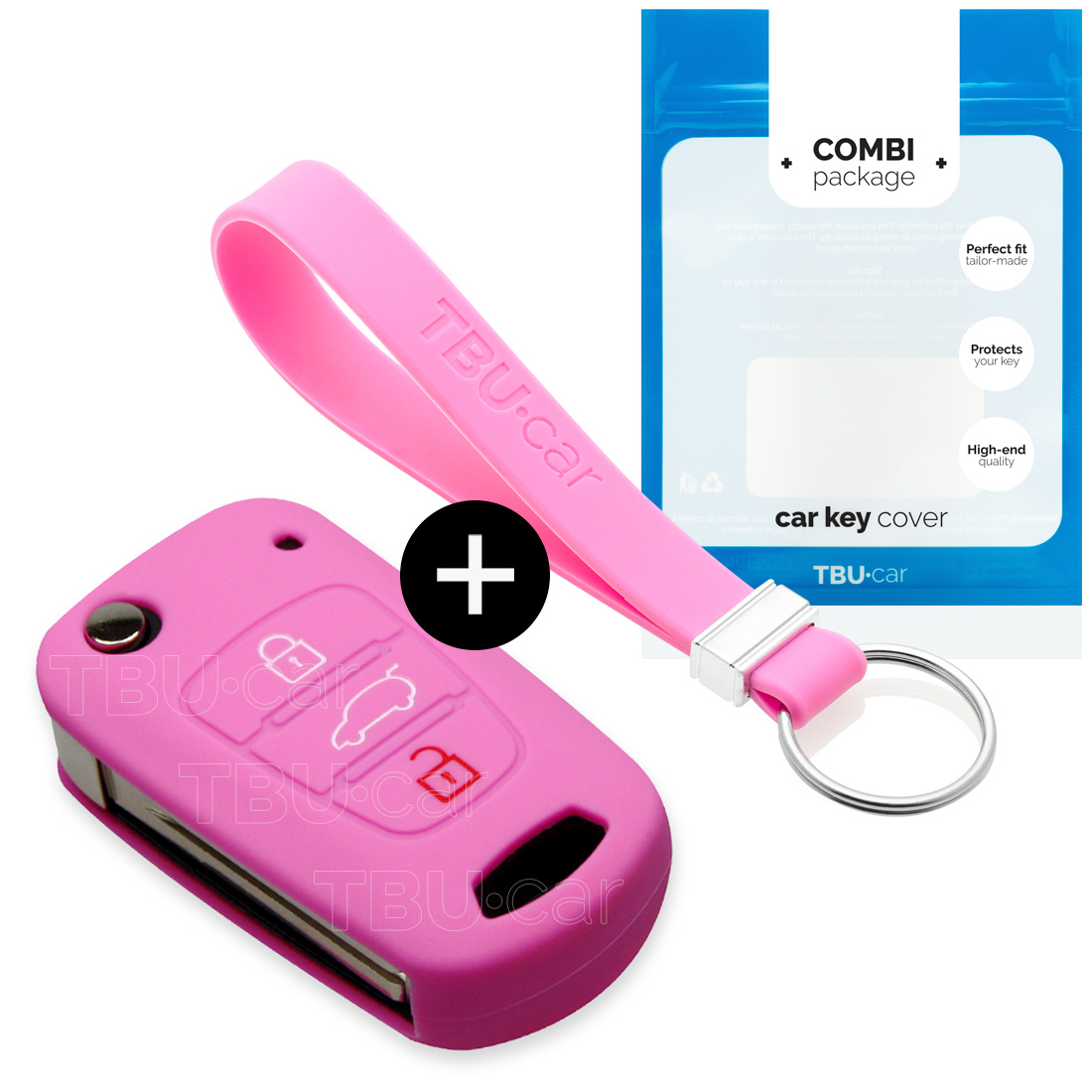 TBU car TBU car Car key cover compatible with Kia - Silicone Protective Remote Key Shell - FOB Case Cover - Pink