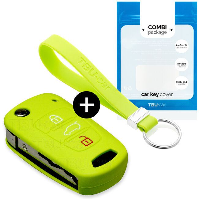 Sleutel cover compatibel met Kia - Silicone sleutelhoesje - beschermhoesje autosleutel - Lime groen