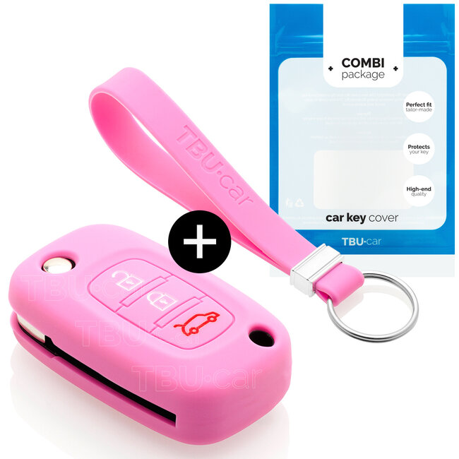 Autoschlüssel Hülle kompatibel mit Smart 3 Tasten - Schutzhülle aus Silikon - Auto Schlüsselhülle Cover in Rosa