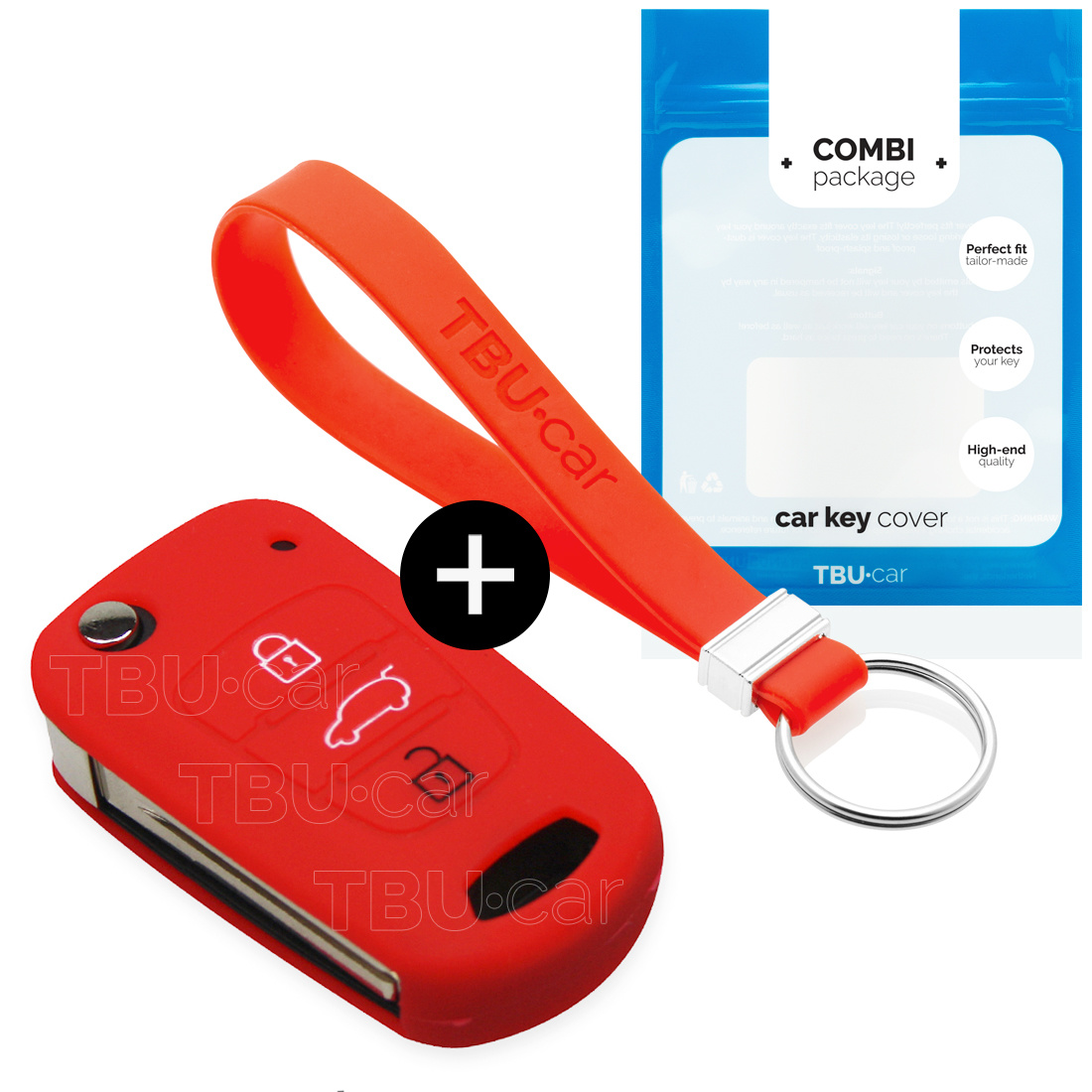 TBU car TBU car Car key cover compatible with Kia - Silicone Protective Remote Key Shell - FOB Case Cover - Red