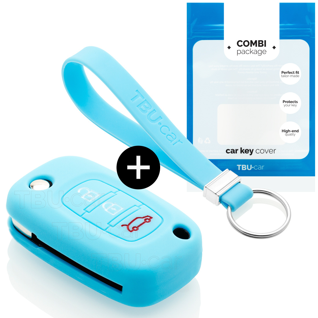 TBU car TBU car Car key cover compatible with Smart - Silicone Protective Remote Key Shell - FOB Case Cover - Light Blue