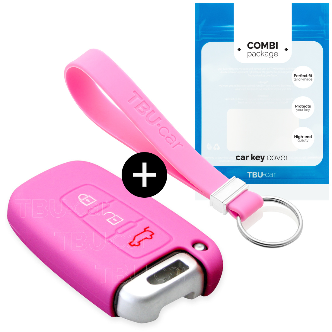 TBU car TBU car Autoschlüssel Hülle kompatibel mit Kia 3 Tasten (Keyless Entry) - Schutzhülle aus Silikon - Auto Schlüsselhülle Cover in Rosa