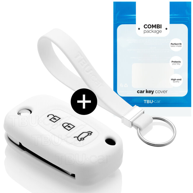 Housse de Protection clé compatible avec Smart - Coque Cover Housse étui en Silicone - Blanc