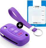 TBU car TBU car Car key cover compatible with Smart - Silicone Protective Remote Key Shell - FOB Case Cover - Purple