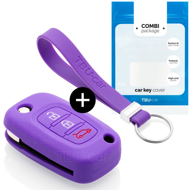 Car key cover compatible with Smart - Silicone Protective Remote Key Shell - FOB Case Cover - Purple