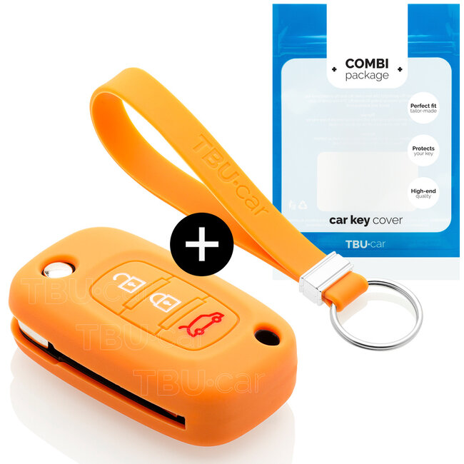 Car key cover compatible with Smart - Silicone Protective Remote Key Shell - FOB Case Cover - Orange
