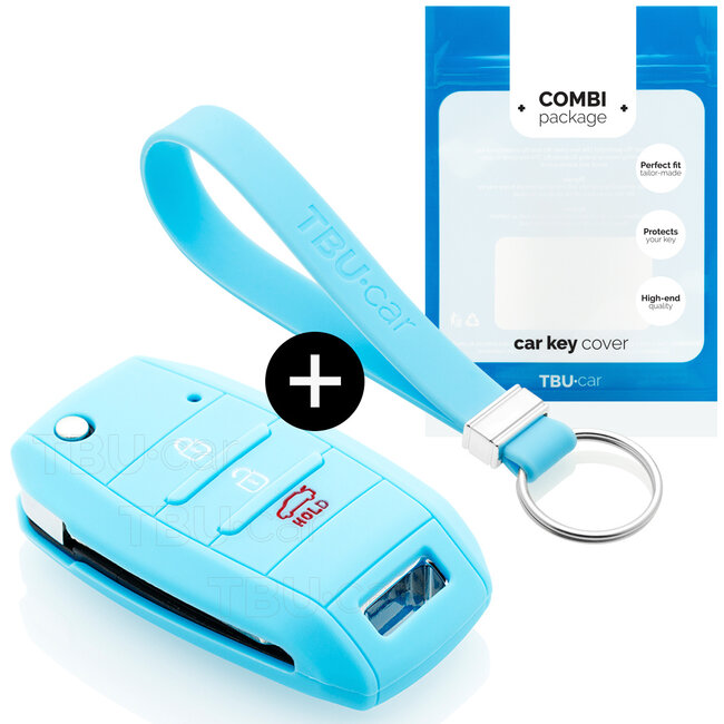 Sleutel cover compatibel met Kia - Silicone sleutelhoesje - beschermhoesje autosleutel - Lichtblauw