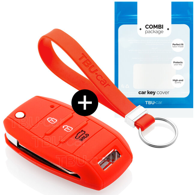 Housse de Protection clé compatible avec Kia - Coque Cover Housse étui en Silicone - Rouge