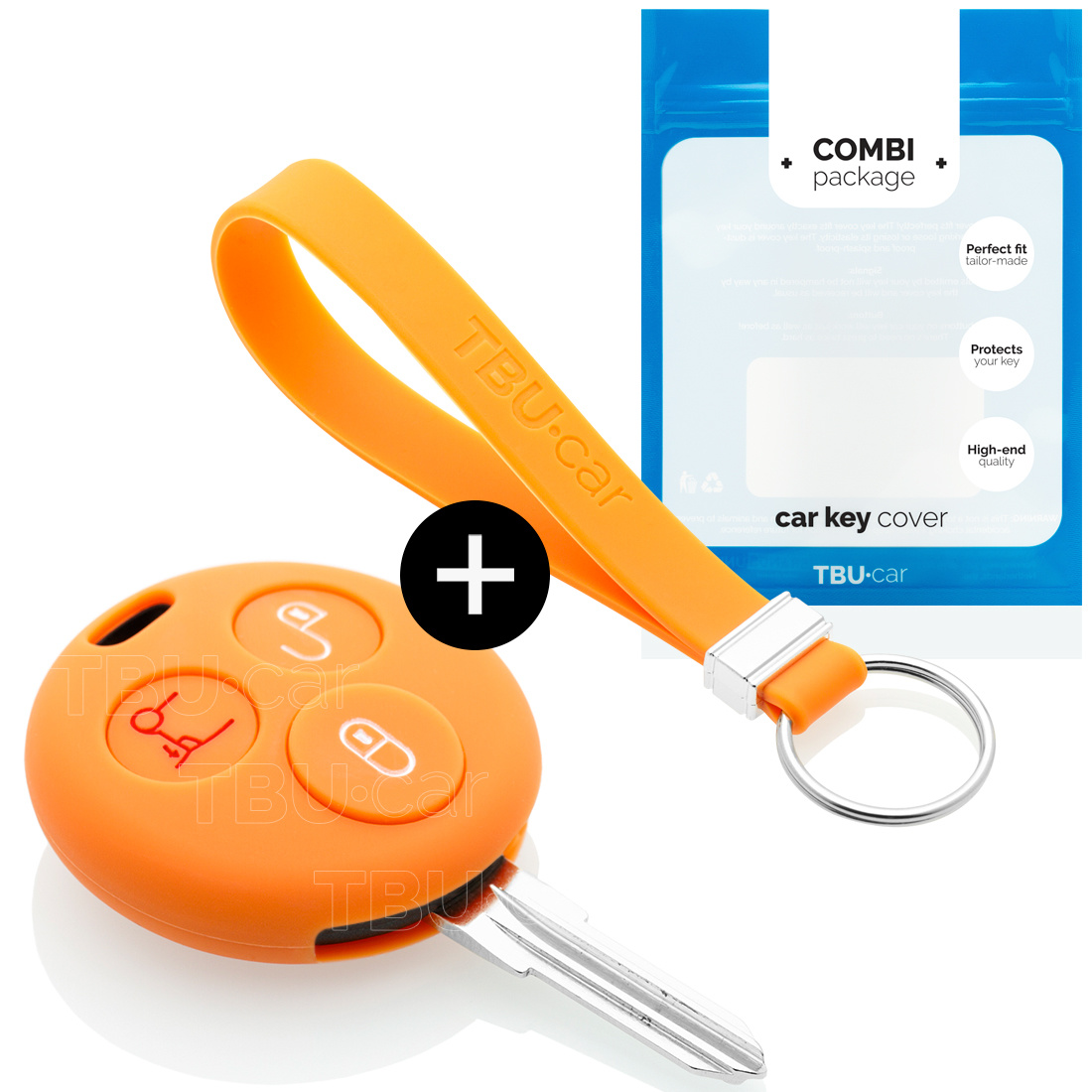 TBU car TBU car Car key cover compatible with Smart - Silicone Protective Remote Key Shell - FOB Case Cover - Orange