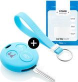 TBU car TBU car Car key cover compatible with Smart - Silicone Protective Remote Key Shell - FOB Case Cover - Light Blue