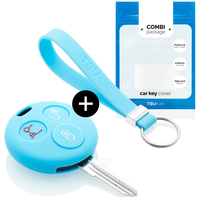 Housse de Protection clé compatible avec Smart - Coque Cover Housse étui en Silicone - Bleu clair