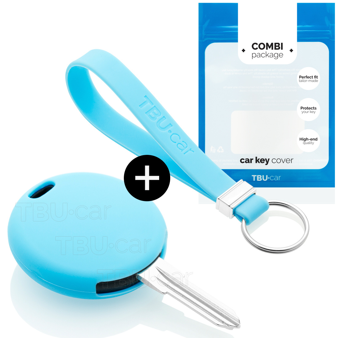 TBU car TBU car Car key cover compatible with Smart - Silicone Protective Remote Key Shell - FOB Case Cover - Light Blue