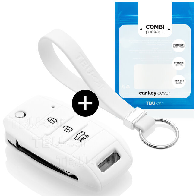Housse de Protection clé compatible avec Kia - Coque Cover Housse étui en Silicone - Blanc