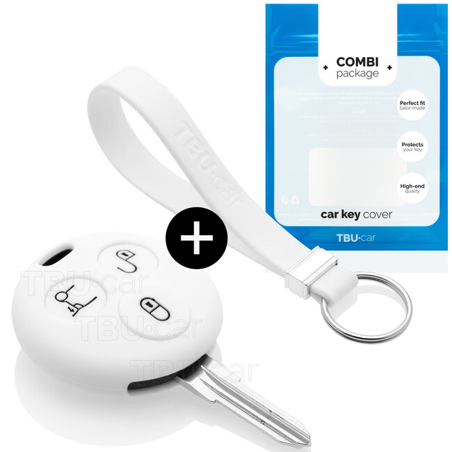 Funda Carcasa llave compatible con Smart - Funda de Silicona - Cover de Llave Coche - Blanco
