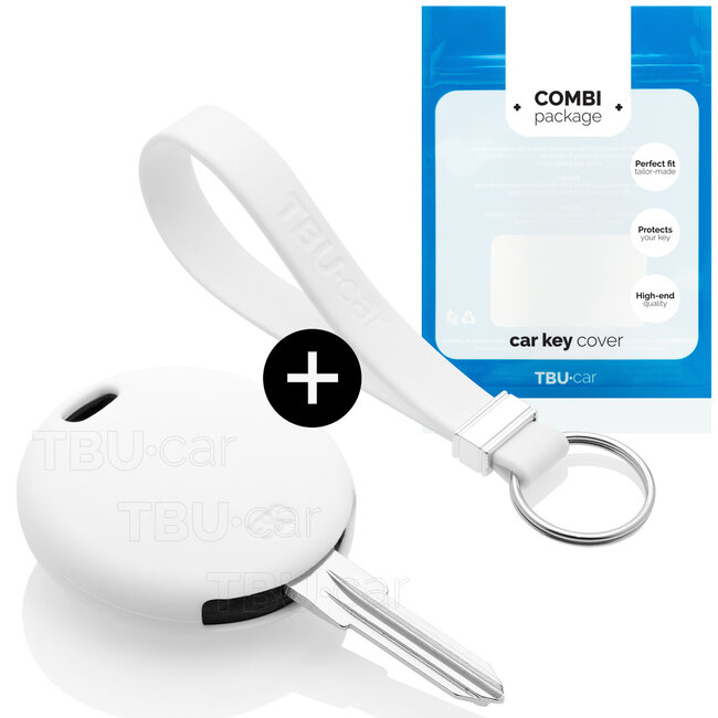 Housse de Protection clé compatible avec Smart - Coque Cover Housse étui en Silicone - Blanc