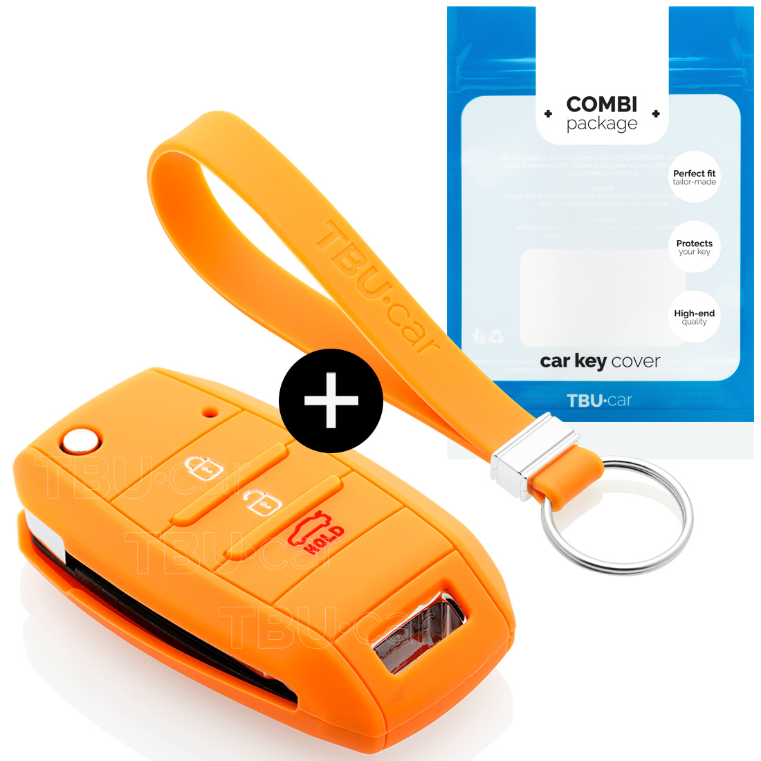 TBU car TBU car Autoschlüssel Hülle kompatibel mit Kia 3 Tasten - Schutzhülle aus Silikon - Auto Schlüsselhülle Cover in Orange