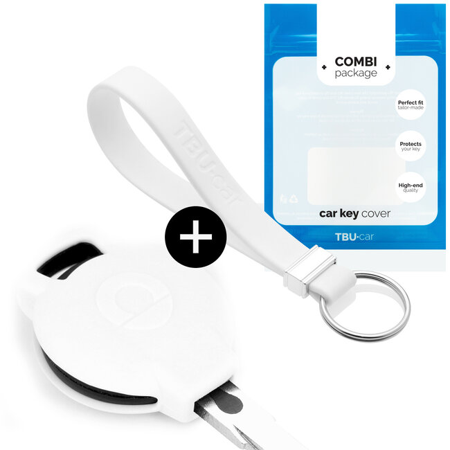 Housse de Protection clé compatible avec Smart - Coque Cover Housse étui en Silicone - Blanc