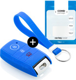 TBU car TBU car Autoschlüssel Hülle kompatibel mit Kia 3 Tasten (Keyless Entry) - Schutzhülle aus Silikon - Auto Schlüsselhülle Cover in Blau