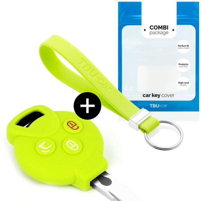 Sleutel cover compatibel met Smart - Silicone sleutelhoesje - beschermhoesje autosleutel - Lime groen