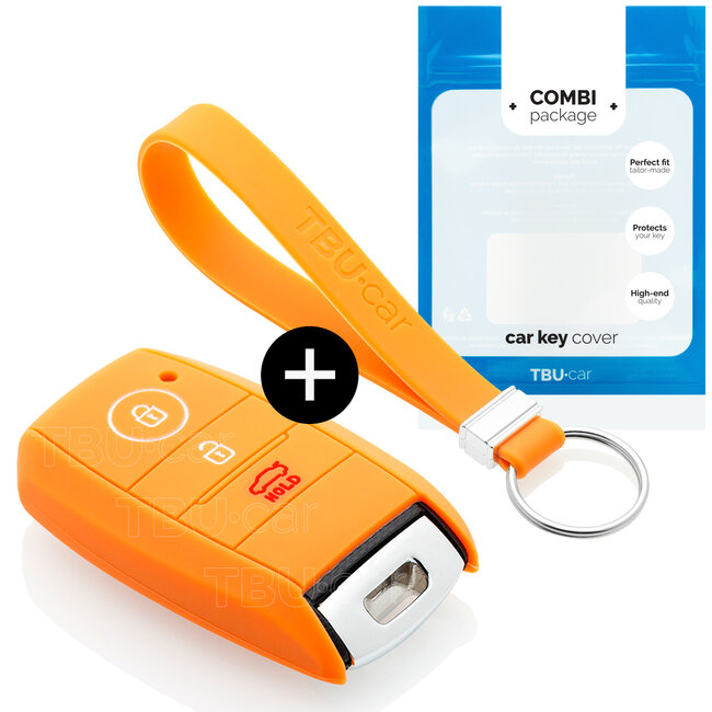 Funda Carcasa llave compatible con Kia - Funda de Silicona - Cover de Llave Coche - Naranja