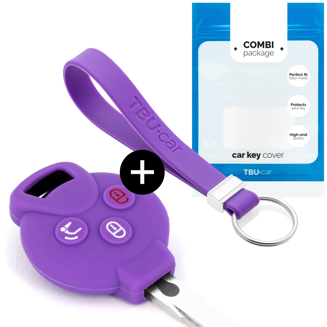 TBU car TBU car Car key cover compatible with Smart - Silicone Protective Remote Key Shell - FOB Case Cover - Purple