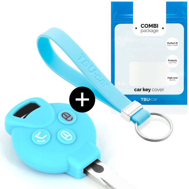 Capa para chave do carro compatível com Smart - Capa Protetora de Chave Remota de Silicone - Tampa Remota FOB - Azul claro