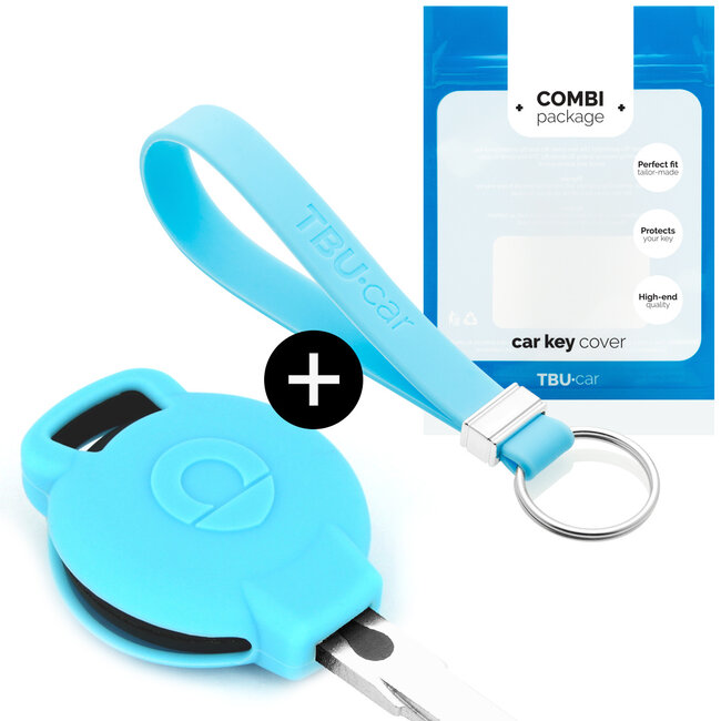 Capa para chave do carro compatível com Smart - Capa Protetora de Chave Remota de Silicone - Tampa Remota FOB - Azul claro
