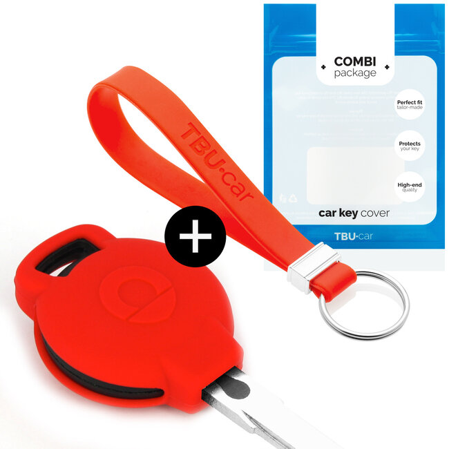 Capa para chave do carro compatível com Smart - Capa Protetora de Chave Remota de Silicone - Tampa Remota FOB - Vermelho