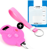 TBU car TBU car Car key cover compatible with Smart - Silicone Protective Remote Key Shell - FOB Case Cover - Pink