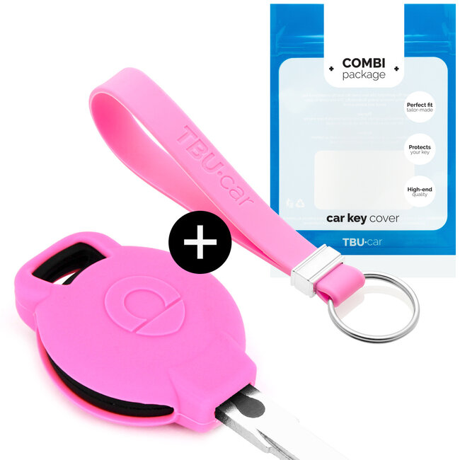 Car key cover compatible with Smart - Silicone Protective Remote Key Shell - FOB Case Cover - Pink