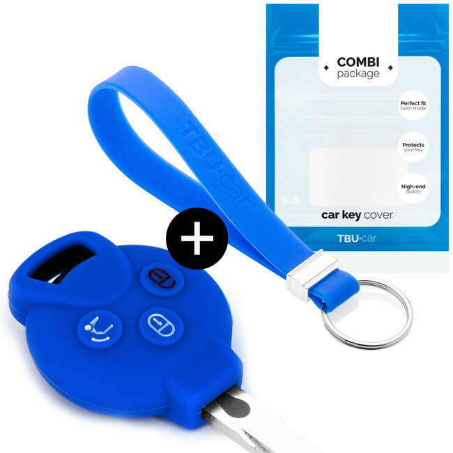 Sleutel cover compatibel met Smart - Silicone sleutelhoesje - beschermhoesje autosleutel - Blauw