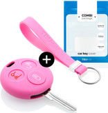 TBU car TBU car Car key cover compatible with Smart - Silicone Protective Remote Key Shell - FOB Case Cover - Pink