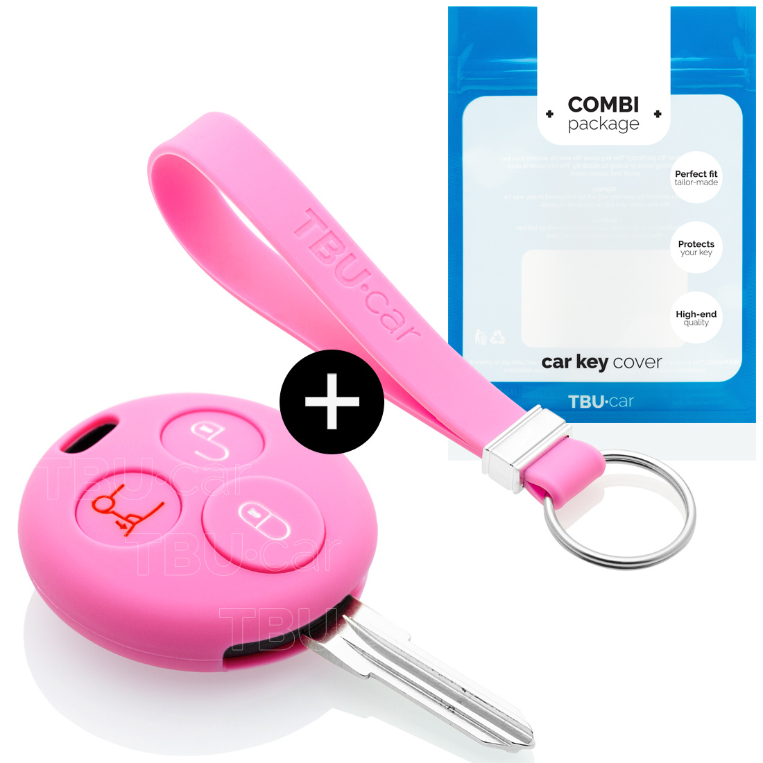 TBU car TBU car Car key cover compatible with Smart - Silicone Protective Remote Key Shell - FOB Case Cover - Pink