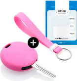 TBU car TBU car Car key cover compatible with Smart - Silicone Protective Remote Key Shell - FOB Case Cover - Pink