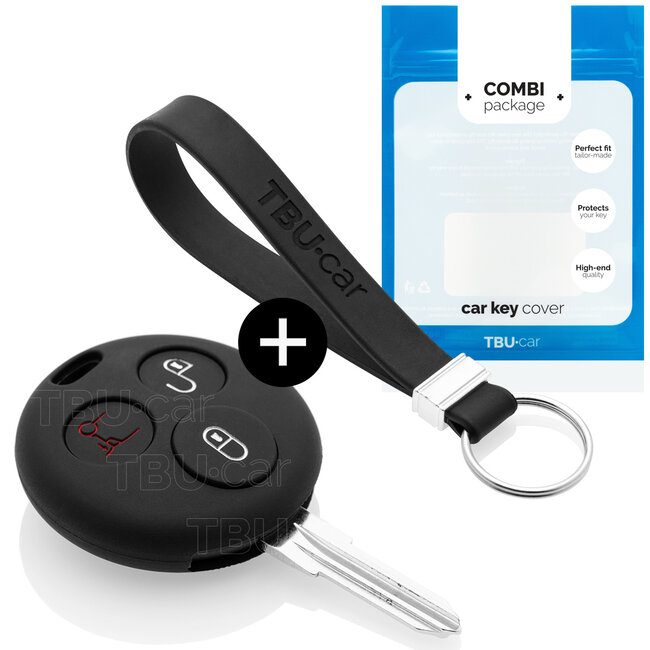 Housse de Protection clé compatible avec Smart - Coque Cover Housse étui en Silicone - Noir