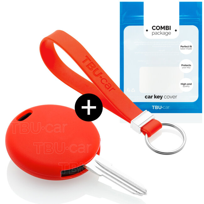 Car key cover compatible with Smart - Silicone Protective Remote Key Shell - FOB Case Cover - Red