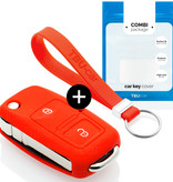 TBU car TBU car Car key cover compatible with Skoda - Silicone Protective Remote Key Shell - FOB Case Cover - Red