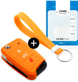 TBU car TBU car Car key cover compatible with Skoda - Silicone Protective Remote Key Shell - FOB Case Cover - Orange