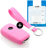 TBU car TBU car Car key cover compatible with Skoda - Silicone Protective Remote Key Shell - FOB Case Cover - Pink