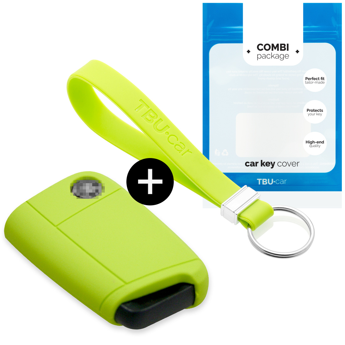 TBU car TBU car Car key cover compatible with Skoda - Silicone Protective Remote Key Shell - FOB Case Cover - Lime green