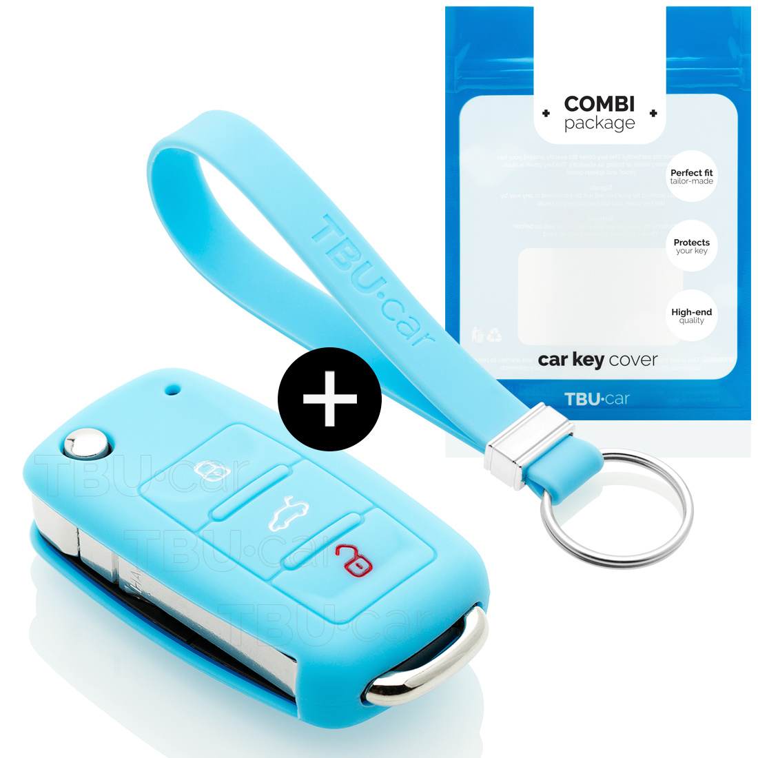 TBU car TBU car Car key cover compatible with Skoda - Silicone Protective Remote Key Shell - FOB Case Cover - Light Blue