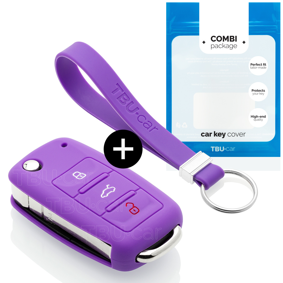 TBU car TBU car Car key cover compatible with Skoda - Silicone Protective Remote Key Shell - FOB Case Cover - Purple