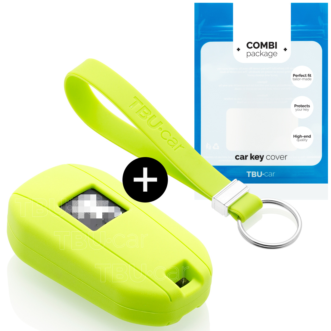 TBU car TBU car Car key cover compatible with Peugeot - Silicone Protective Remote Key Shell - FOB Case Cover - Lime green