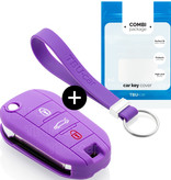 TBU car TBU car Car key cover compatible with Peugeot - Silicone Protective Remote Key Shell - FOB Case Cover - Purple