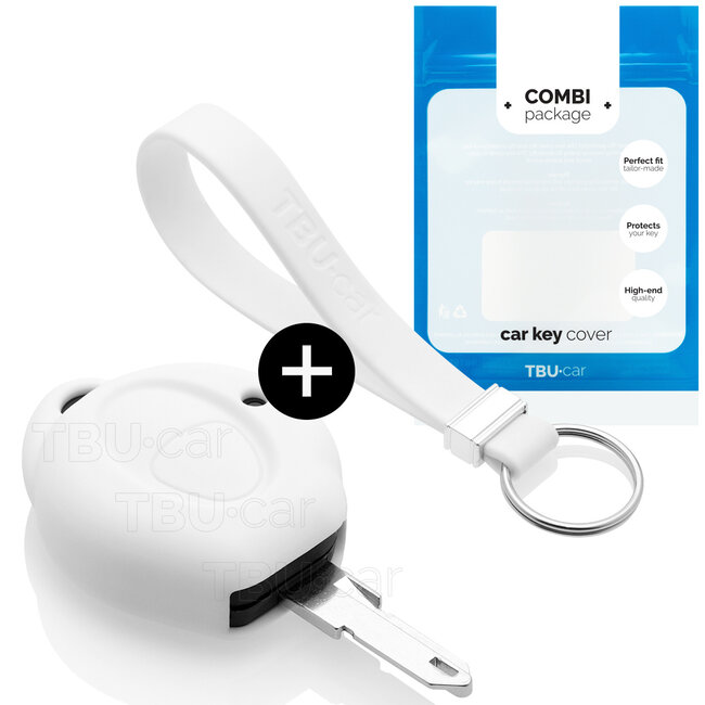 Funda Carcasa llave compatible con Peugeot - Funda de Silicona - Cover de Llave Coche - Blanco