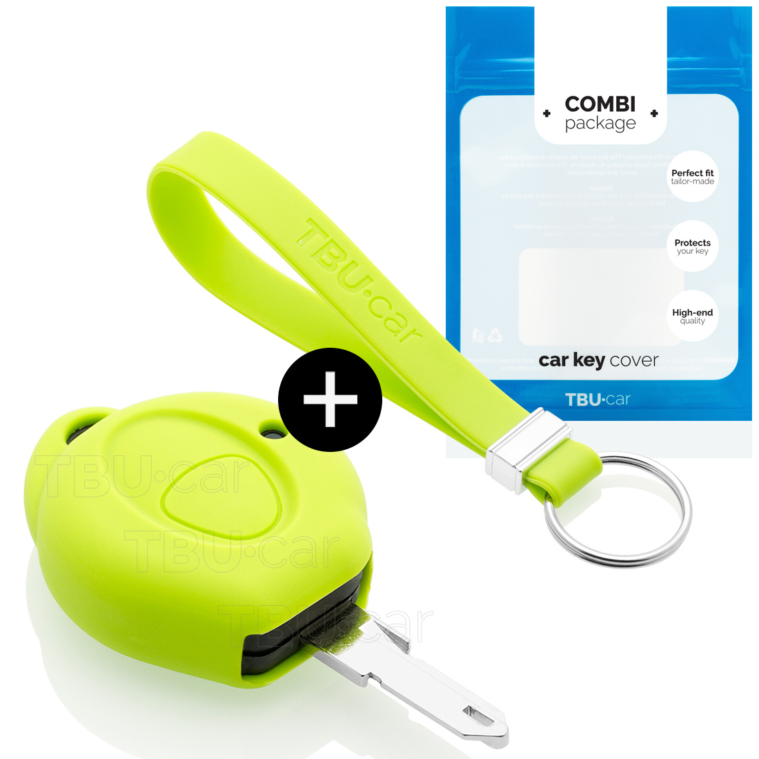 TBU car TBU car Car key cover compatible with Peugeot - Silicone Protective Remote Key Shell - FOB Case Cover - Lime green